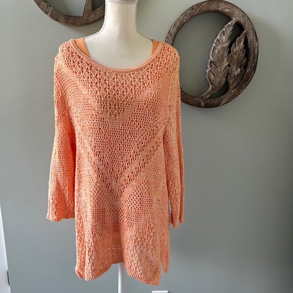 Chico's Orange Knit Sweater with matching tank size 3. 2 piece set - Picture 5 of 10